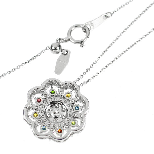 Pt トリートカラーダイヤモンド ペンダントネックレス 0.24ct D0.77ct フラワー