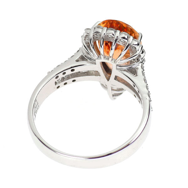 K18WG インペリアルトパーズ ダイヤモンド リング 4.03ct D0.64ct