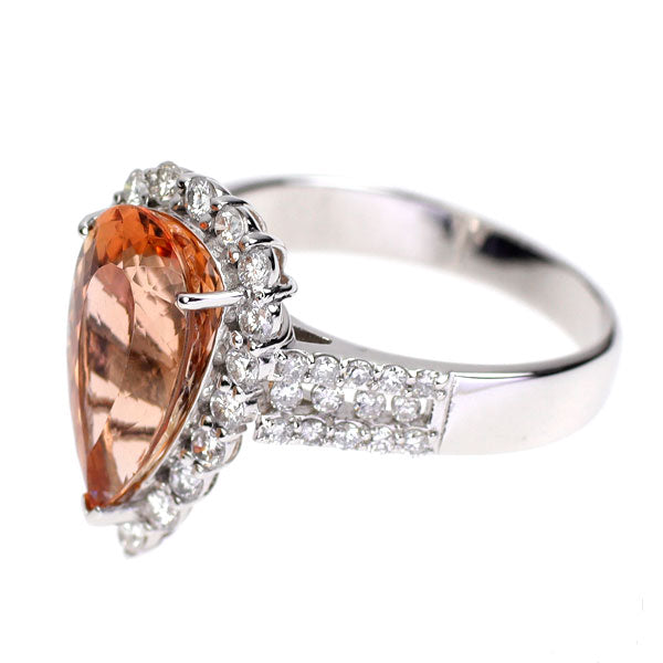 K18WG インペリアルトパーズ ダイヤモンド リング 4.03ct D0.64ct