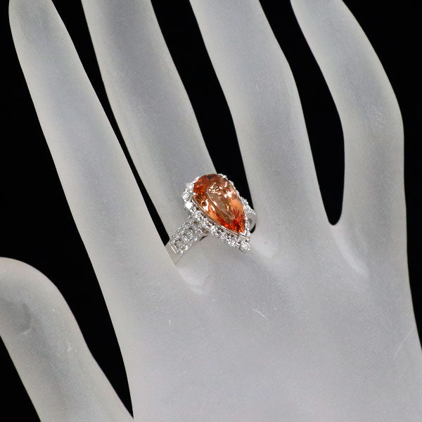 K18WG インペリアルトパーズ ダイヤモンド リング 4.03ct D0.64ct