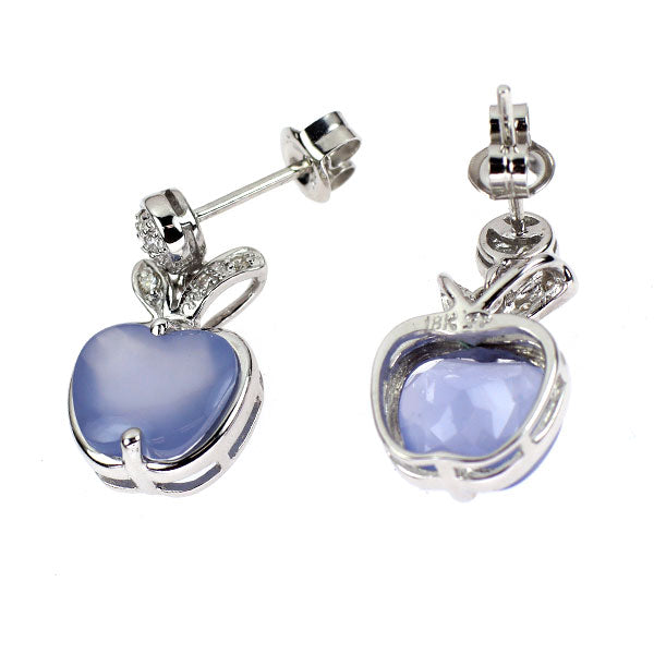 K18WG カルセドニー ダイヤモンド ピアス アップル 林檎 りんご リンゴ