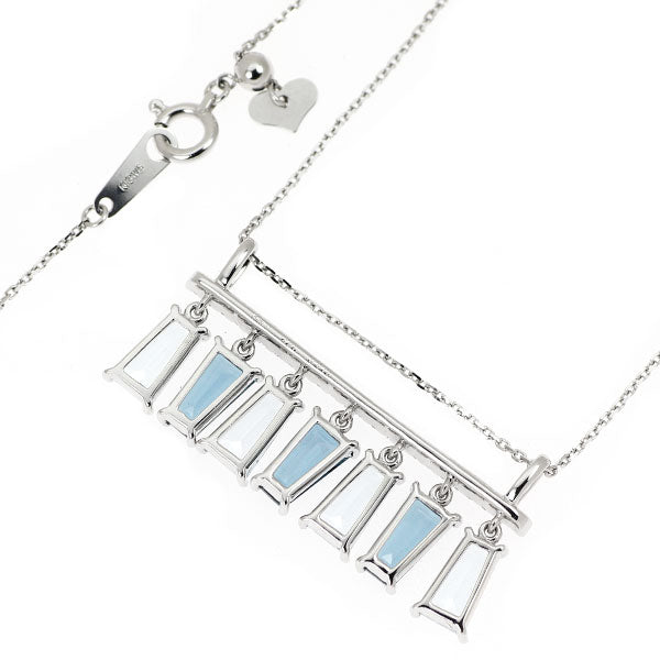 K18WG ブルートパーズ ダイヤモンド ペンダントネックレス 4.28ct D0.18ct