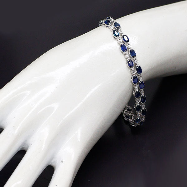 K18WG サファイア ダイヤモンド ブレスレット 11.21ct D0.45ct