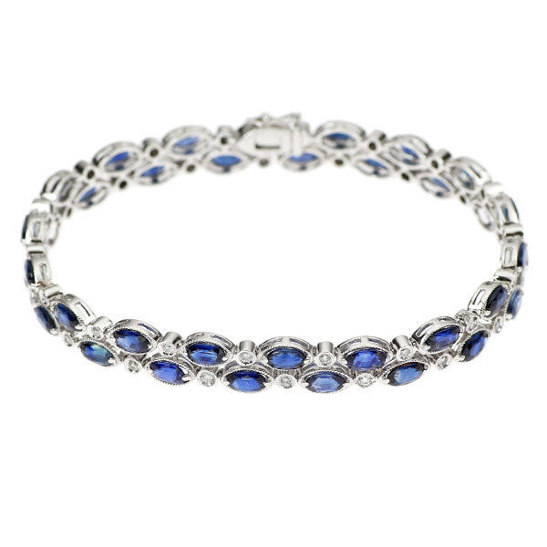 K18WG サファイア ダイヤモンド ブレスレット 11.21ct D0.45ct