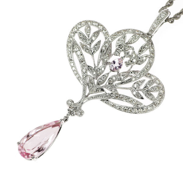 K18WG モルガナイト ダイヤモンド ペンダントネックレス 3.82ct D1.21ct M0.19ct