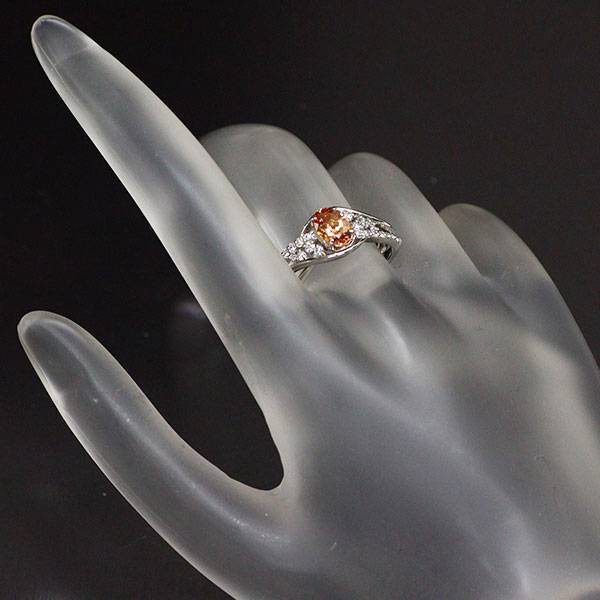 Pt900 インペリアルトパーズ ダイヤモンド リング 0.89ct D0.20ct