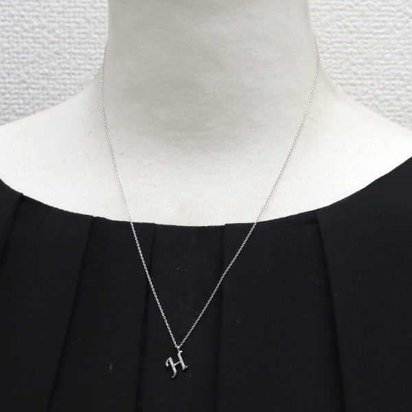 K18WG ダイヤモンド ペンダントネックレス 0.06ct イニシャル 「H」