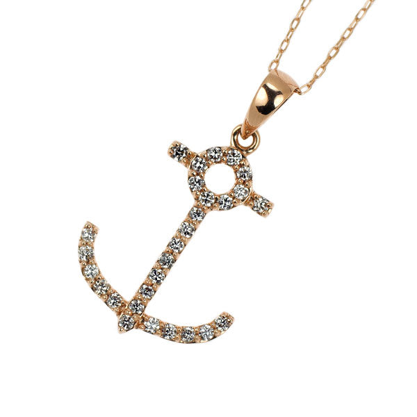 K18PG ダイヤモンド ペンダントネックレス 0.13ct 錨