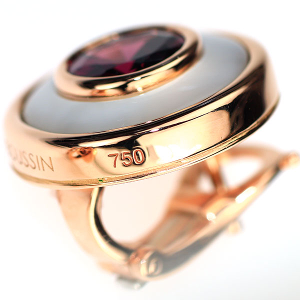 モーブッサン K18WG/PG ガーネット シェル ピアス兼イヤリング 《セルビー銀座店》【中古】