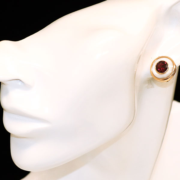 モーブッサン K18WG/PG ガーネット シェル ピアス兼イヤリング 《セルビー銀座店》【中古】