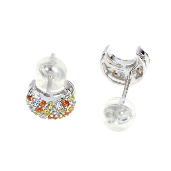 K18WG マルチカラー サファイア ピアス 0.38ct 月