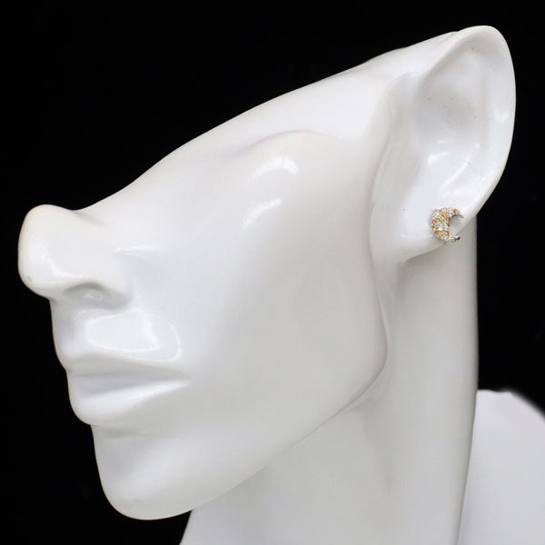 K18WG マルチカラー サファイア ピアス 0.38ct 月