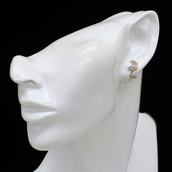 K18WG マルチカラー サファイア イヤリング 0.38ct 月