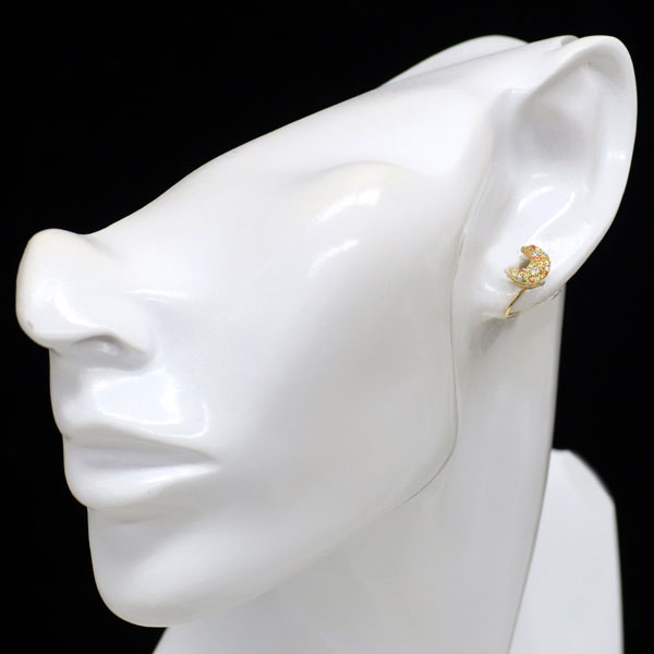 K18YG マルチカラー サファイア イヤリング 0.38ct 月
