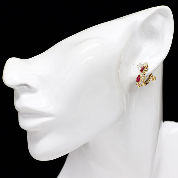 K18YG/WG ルビー ダイヤモンド イヤリング 1.05ct D0.18ct