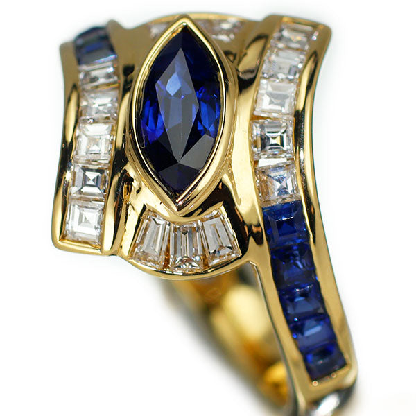 K18YG サファイア ダイヤモンド リング 1.21ct D0.54ct