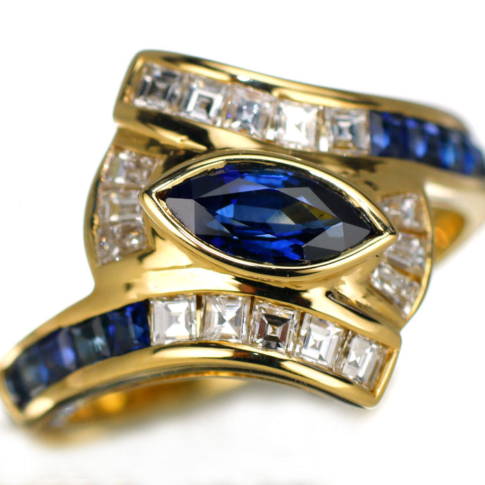 K18YG サファイア ダイヤモンド リング 1.21ct D0.54ct