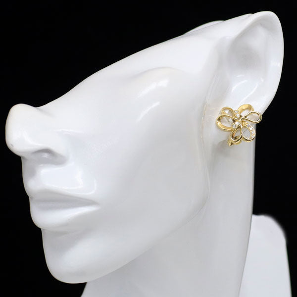ジュネ K18YG ダイヤモンド イヤリング 0.18ct フラワー