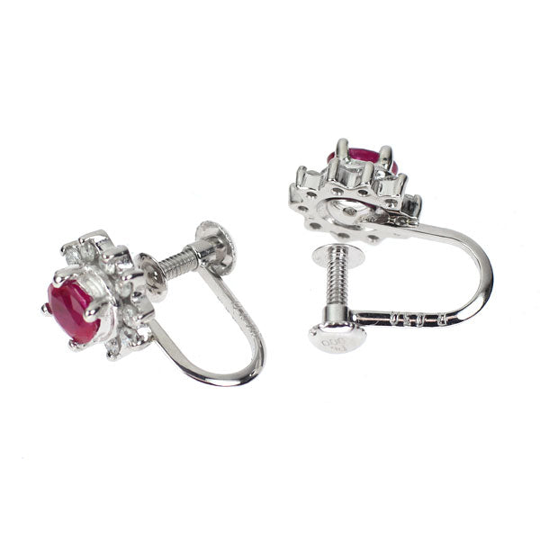 Pt900 ルビー ダイヤモンド イヤリング 0.60ct D0.20ct