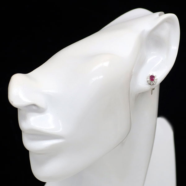 Pt900 ルビー ダイヤモンド イヤリング 0.60ct D0.20ct