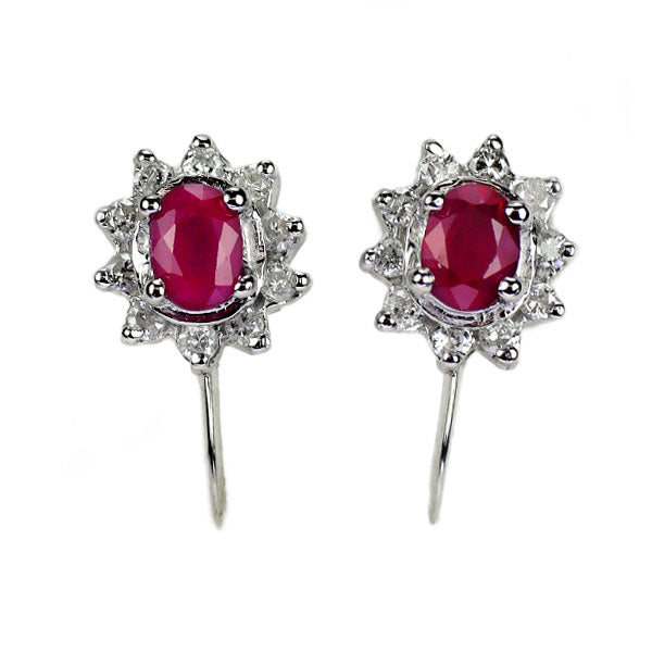 Pt900 ルビー ダイヤモンド イヤリング 0.60ct D0.20ct