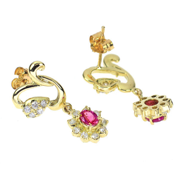 K18YG ルビー ダイヤモンド ピアス D0.32ct