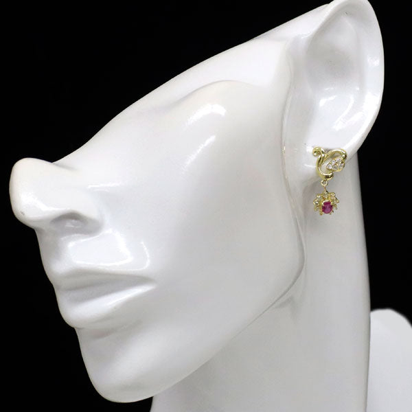 K18YG ルビー ダイヤモンド ピアス D0.32ct