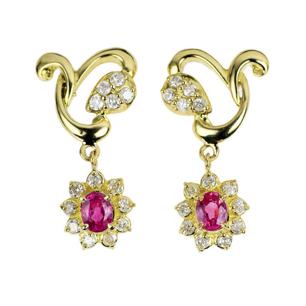 K18YG ルビー ダイヤモンド ピアス D0.32ct