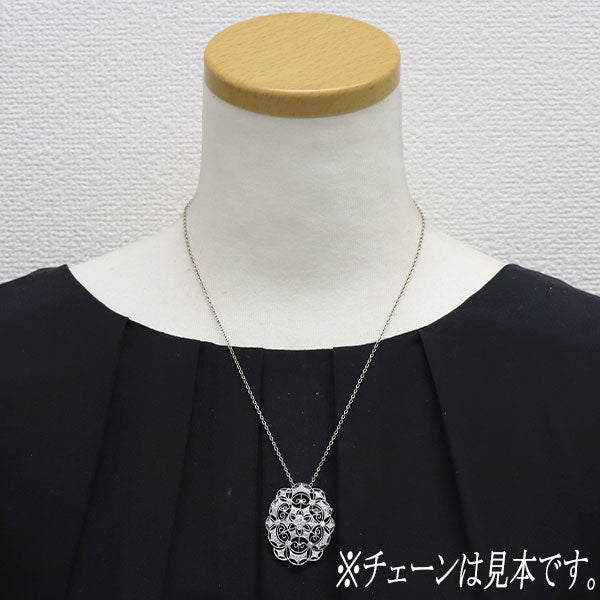 K18WG ダイヤモンド ブローチ兼ペンダントトップ 0.76ct  アンティークレース