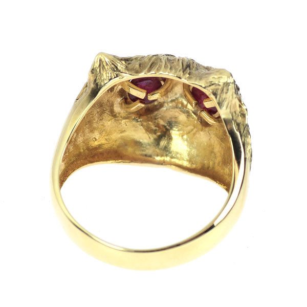 K18YG ルビー ダイヤモンド リング 0.57ct D0.01ct アニマル 猫