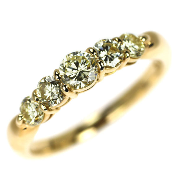 K18YG ダイヤモンド リング 1.008ct 一文字