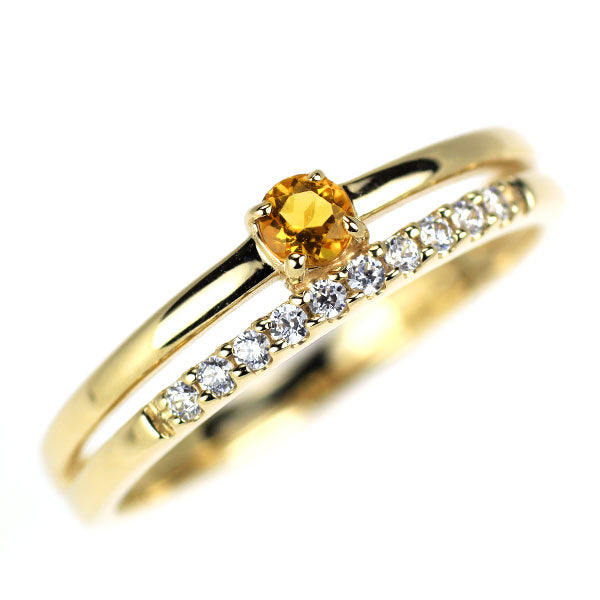 K10YG シトリン キュービックジルコニア リング — セルビーオンライン