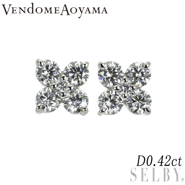 ヴァンドーム青山 Pt950/ Pt900 ダイヤモンド ピアス 0.42ct フラワー