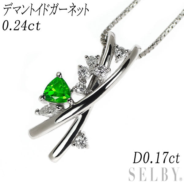 Pt ガーネット ダイヤ ペンダント ネックレス