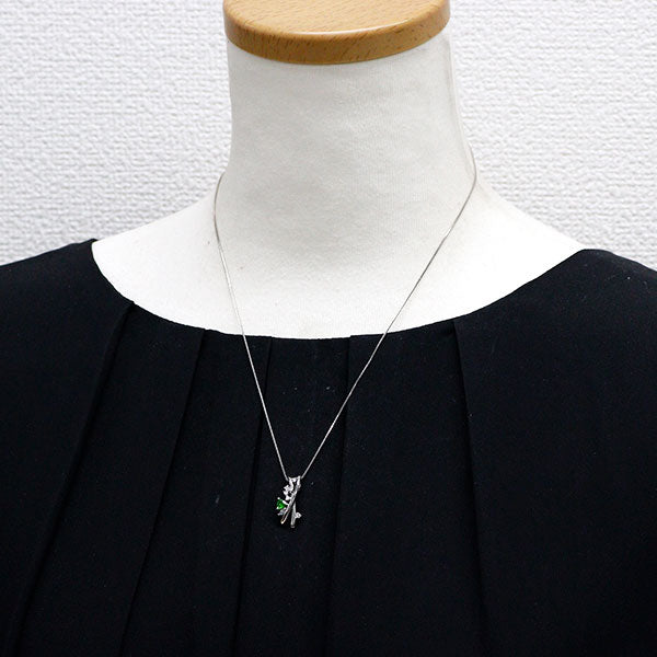 希少 Pt デマントイドガーネット ダイヤモンド ペンダントネックレス 0.24ct D0.17ct