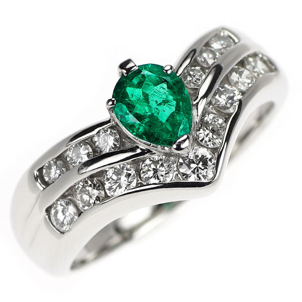 Pt900 エメラルド ダイヤモンド リング 0.54ct D0.56ct