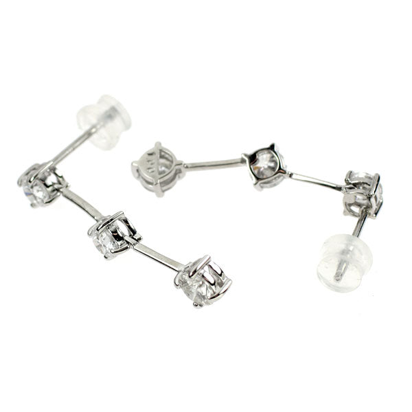 Pt900 ダイヤモンド ピアス 2.00ct スリーストーン