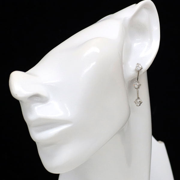 Pt900 ダイヤモンド ピアス 2.00ct スリーストーン