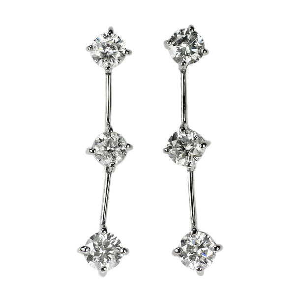 Pt900 ダイヤモンド ピアス 2.00ct スリーストーン