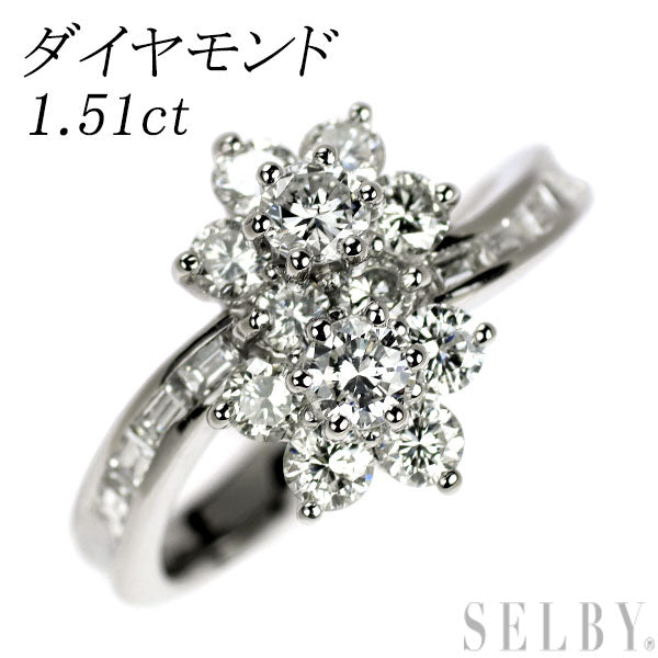 Pt900 ダイヤモンド リング 1.51ct フラワー