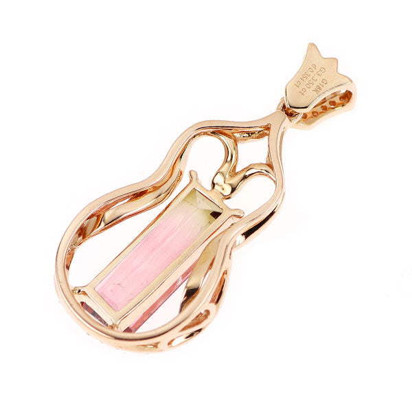 K18PG パーティカラード トルマリン ダイヤモンド ペンダントトップ 3.350ct D0.354ct