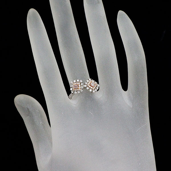 希少 Pt950/ K18PG 天然ピンクダイヤモンド リング 0.153ct FLPP SI2 D0.52ct
