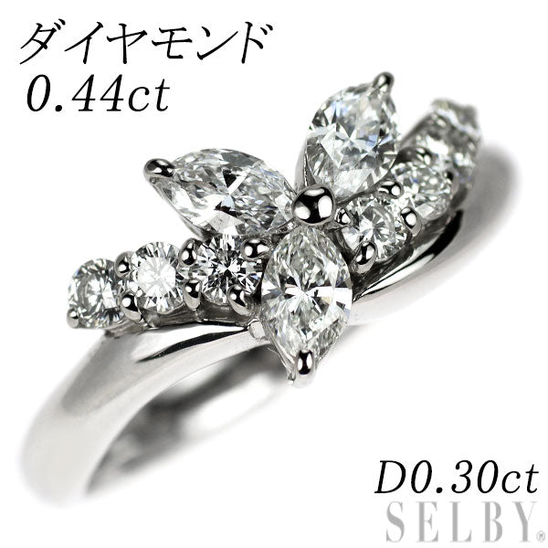 Pt900 ダイヤモンド リング 0.44ct D0.30ct