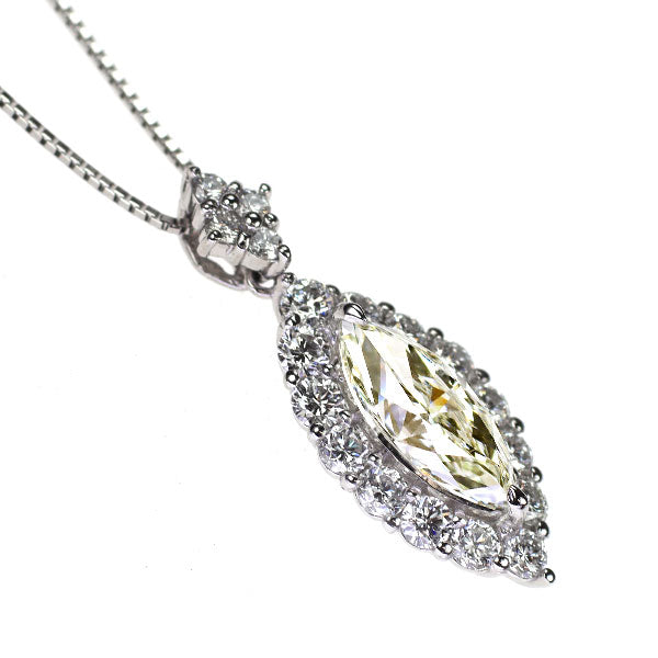 Pt マーキス ダイヤモンド ペンダントネックレス 1.518ct D0.89ct