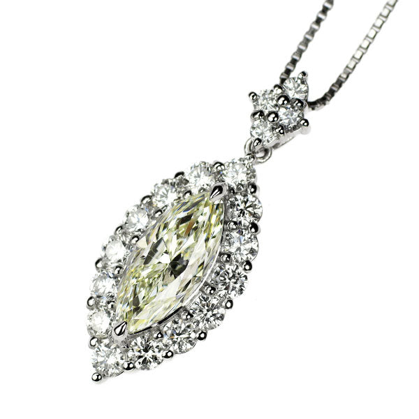 Pt マーキス ダイヤモンド ペンダントネックレス 1.518ct D0.89ct