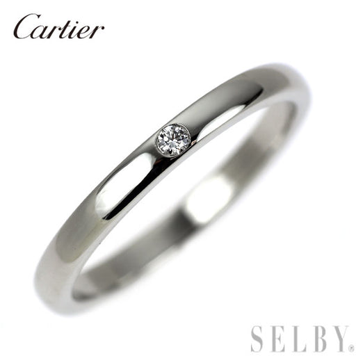 カルティエ Pt950 ダイヤモンド リング バンド 美品*.゜SALE Cartier（カルティエ） 指輪 レディース ソリテール 立爪 ダイヤモンド