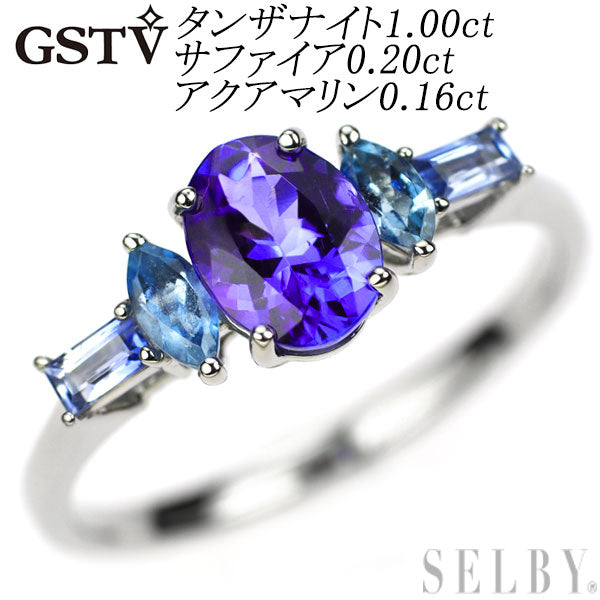 GSTV Pt950 タンザナイト サファイア アクアマリン リング 1.00ct S0.20ct AQ0.16ct