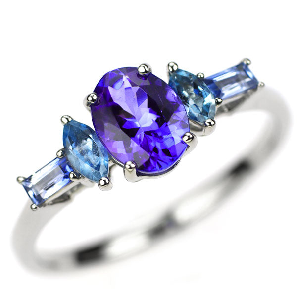 GSTV Pt950 タンザナイト サファイア アクアマリン リング 1.00ct S0.20ct AQ0.16ct