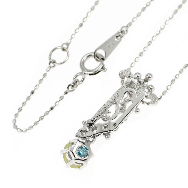 名執左結里 K18WG クリソベリルキャッツアイ ダイヤモンド ペンダントネックレス 0.67ct D0.14ct TBD0.03ct