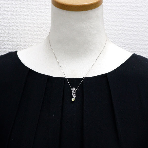 名執左結里 K18WG クリソベリルキャッツアイ ダイヤモンド ペンダントネックレス 0.67ct D0.14ct TBD0.03ct